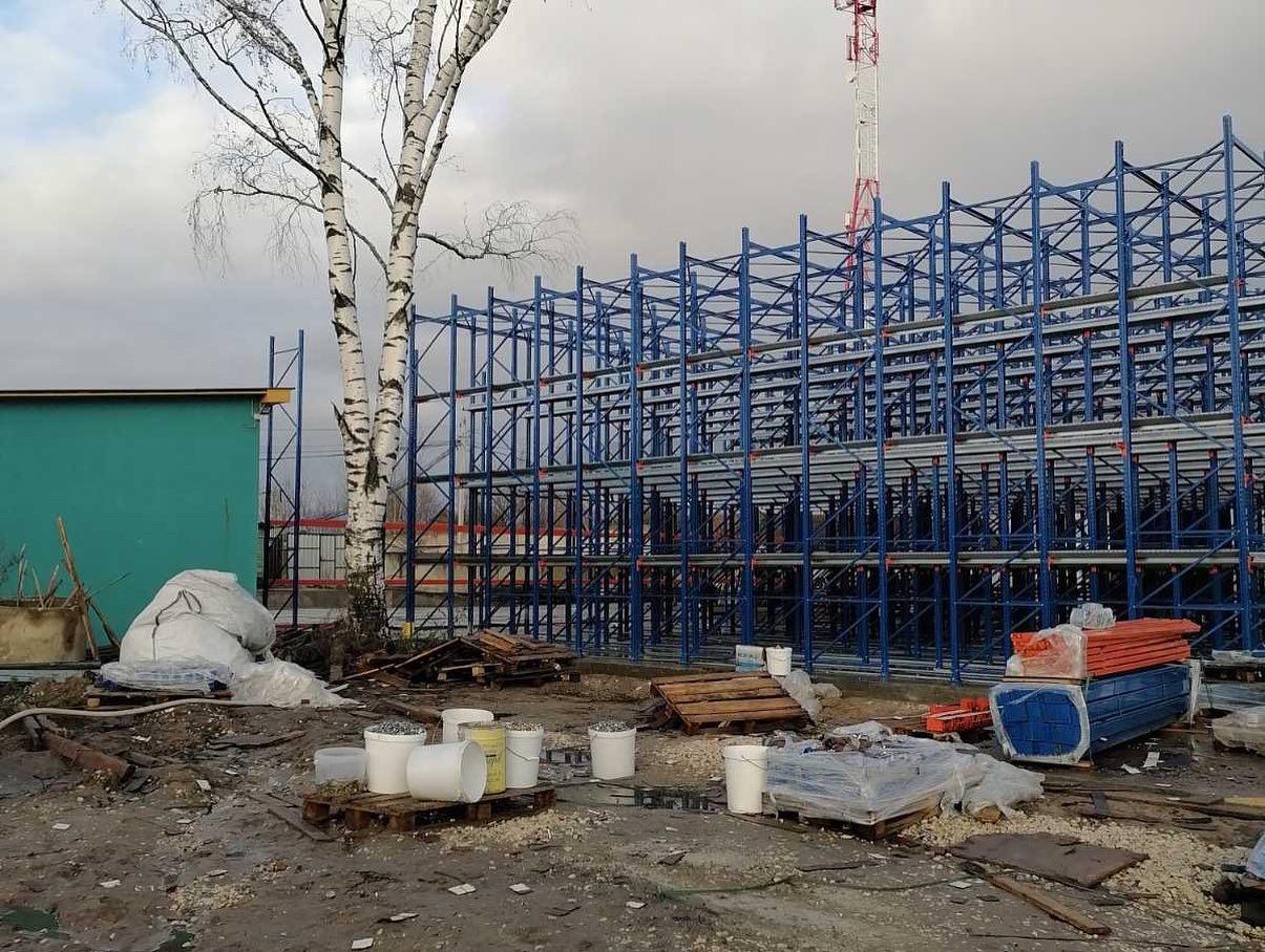 Сборка каркаса самонесущего склада